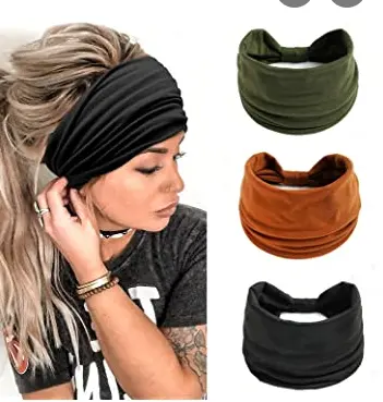 Pack Brede Hoofdbanden Voor Vrouwen Non Slip Zachte Elastische Haarbanden Yoga Running Sport Workout Gym Hoofd Wraps Geknoopt Katoen doek