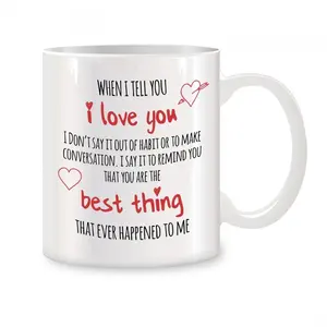 Je t'aime, tu es le <span class=keywords><strong>meilleur</strong></span>, tasse petite amie petit ami, cadeau <span class=keywords><strong>d</strong></span>'anniversaire, tasse à thé à café en céramique <span class=keywords><strong>roman</strong></span>, blanc, 11 oz - Product Image 1