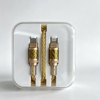 Kabel USB C ke 8pin 27W PD Pengisian Cepat Berlapis Perak Anyaman Paduan Seng Serat Karbon Multi Warna untuk Ponsel Laptop