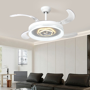 โคมไฟเพดาน LED โมเดิร์น 4 ใบพัด มอเตอร์ DC พร้อมรีโมทคอนโทรล ปรับความสว่างได้ แสงวอร์มไวท์ ติดตั้งแบบฝังเพดาน สำหรับห้องนั่งเล่น - Product Image 3