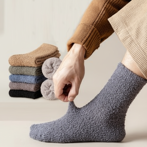 Juncap Men's Adult Student Advanced Basic <b>Sleeping</b> <b>Socks</b> Thick Mid-Length Fleece Fur Comfortable and Warm - Product Image 1