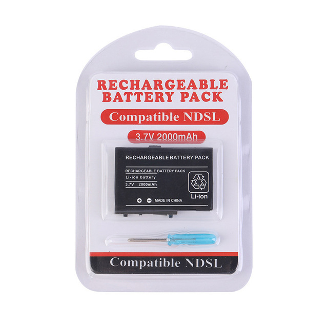 2000mAh Rechargeable Lithium-Ion Battery Pack for Nintendo DS Lite Game Accessories Kit with NDSL Replacement Batteries
