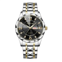 Montre analogique à quartz en acier inoxydable avec date et jour, étanche, sportive, lumineuse, pour homme, bracelet de luxe, montres pour homme
