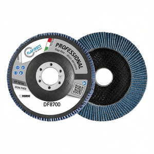Disque à lamelles professionnel Fervi DF8700.117, disque abrasif sans fer bleu, fabriqué en Italie - Product Image 1