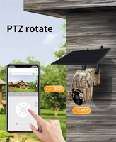 Caméra de chasse 4G LTE avec détection PIR, alimentation solaire, vision nocturne, panoramique/inclinaison, pour la surveillance extérieure et la sécurité de la faune.