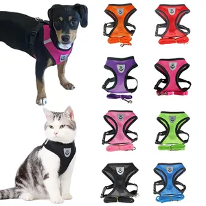 Petit Chiot Moyen Réfléchissant Breakaway <span class=keywords><strong>Harnais</strong></span> Gilet avec Laisse Ensemble Solide Polyester Maille <span class=keywords><strong>pour</strong></span> Chiens Toutes Saisons - Product Image 2