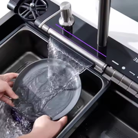 Évier de cuisine simple en acier inoxydable FSH 2025 fait main avec affichage numérique LED fonctionnel, robinet de lave-vaisselle moderne et fonctions intelligentes (OEM)