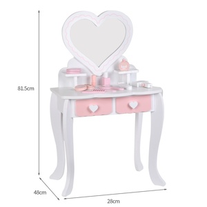 Table <span class=keywords><strong>de</strong></span> toilette en bois CPC CE pour enfants avec miroir en forme <span class=keywords><strong>de</strong></span> cœur, ensemble table <span class=keywords><strong>et</strong></span> chaise <span class=keywords><strong>de</strong></span> princesse pour filles - Product Image 3