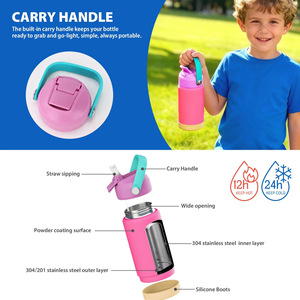 Custom Logo Stainless Steel 12oz Kids Water <strong>Bottle</strong> with Straw Lid Thermal Insulated <strong>Childrens</strong> Hot Water <strong>Bottle</strong> for School Sports - Product Image 5