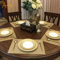 Service de table en céramique vintage de luxe haut de gamme, porcelaine avec décor doré royal, assiettes pour hôtel et mariage