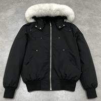 Veste bomber à capuche avec col en fourrure pour homme, logo de marque personnalisé, streetwear Y2K, veste d'hiver chaude de haute qualité, veste d'extérieur