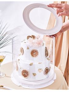 Высокое качество белый круглый торт подарочные коробки прозрачный высокий свадебный торт упаковочная коробка прозрачная крышка - Product Image 5