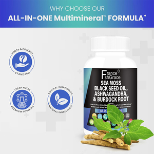 Complément personnalisé de mousse marine, huile de graines noires, ashwagandha et racine de bardane pour améliorer le stress et la santé digestive – Capsules de mousse marine - Product Image 2