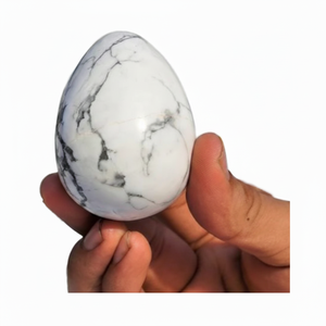 Oeuf d'agate Howlite fait à la main pierre naturelle Quartz Yoni sculpté sphère artisanat Feng Shui guérison décoration de la maison cadeau prix de gros - Product Image 1