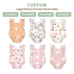Conjuntos al por mayor para bebé niña: Body smock <span class=keywords><strong>de</strong></span> <span class=keywords><strong>anime</strong></span> y dibujos animados, ropa infantil, pelele con lazo grande y volantes, lindo mono para niños. - Product Image 1