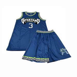 Divisa da <span class=keywords><strong>Basket</strong></span> per Ragazzi, Ragazze e Donne, Colore <span class=keywords><strong>Blu</strong></span> e Nero, <span class=keywords><strong>Pantaloncini</strong></span> Sportivi Femminili Personalizzabili Reversibili - Product Image 4