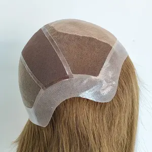 luxury Kosher wigs vendor transparent Swiss lace European human hair silk base top wig Alopecia wig