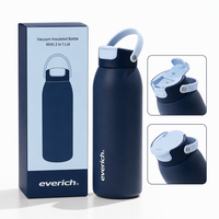 Bouteille d'eau isotherme en acier inoxydable de haute qualité, durable, avec anneau en silicone de qualité alimentaire, performance thermique de 12 à 24 heures