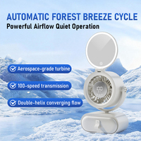 Ventilador de Aire Acondicionado Portátil con Luz LED y Espejo de Maquillaje, Ventilador Personal Recargable para Escritorio, Oficina y Viajes
