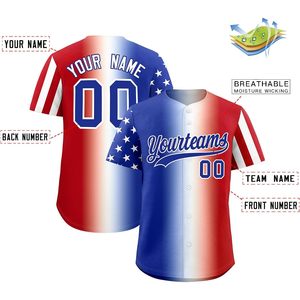 Maillot de baseball personnalisé, chemise boutonnée patriotique, nom, numéro et logo brodés, unisexe, adulte, respirant, sublimé - Product Image 2