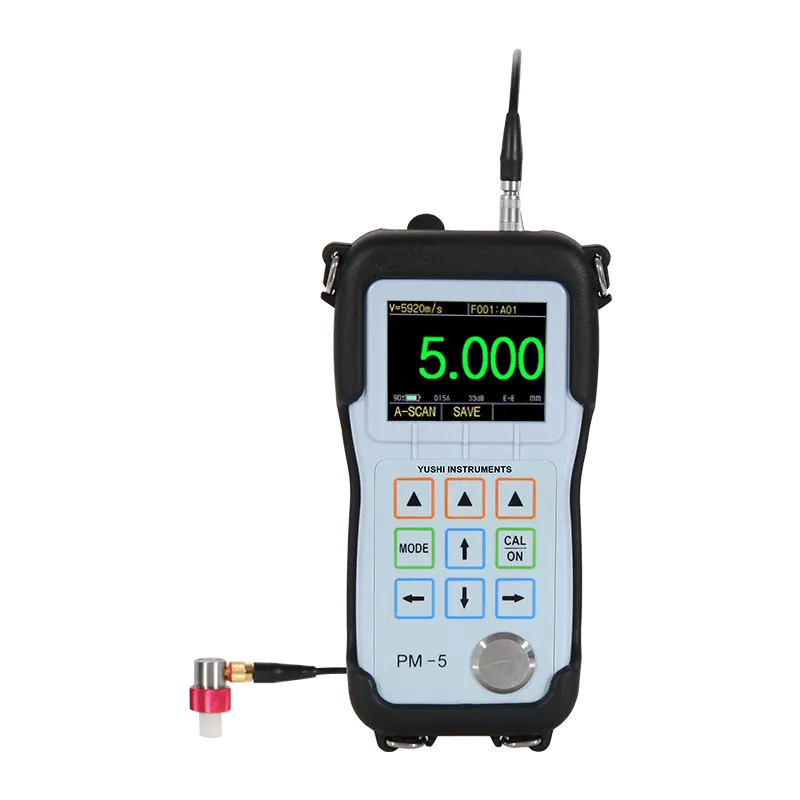Yushi-PM-5DL de seguridad profesional para puerta, medidor de espesor ultrasónico, resolución de 0.001mm, rango de medición de 0,2-27mm a través de la pintura