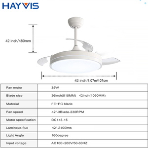 Hot bán 42inch Điều khiển từ xa thay đổi độ sáng có thể sạc lại sắt + ABS 3 lưỡi sang trọng hiện đại LED quạt trần với ánh sáng - Product Image 3