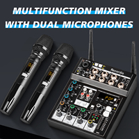 Carte son GAX-GT502 BT mélangeur à 4 canaux avec deux micros, Performance sur scène à domicile, enregistrement en direct, petit Microphone USB