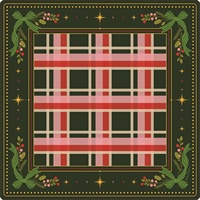Tapis de Mahjong Élégant à Carreaux de Noël, Motif Écossais Vert Forêt, Nœud, Baies de Houx, Étoile Dorée, Tapis de Jeu Antidérapant en Caoutchouc, Cadeau de Fêtes