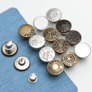 Boutons à pression métalliques ronds de 17 mm, design floral gravé vintage, sans nickel, pour vêtements en jean - Product Image 1