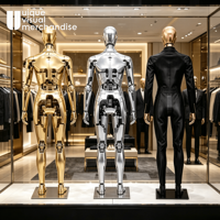 Mannequin Homme Chromé Corps Entier Argent Or Musclé en Plastique pour Présentation en Boutique, Mannequin Grande Taille pour Vêtements Masculins