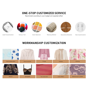 Personnalisé femmes décontracté printemps <span class=keywords><strong>Crochet</strong></span> dentelle Cardigan col en U couleur unie tricot haut court motif floral mignon filles pull <span class=keywords><strong>gilet</strong></span> - Product Image 6