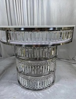 Meubles de mariage Table à gâteau d'hôtel avec base en acrylique blanc cristal Décoration d'événement de fête de mariage