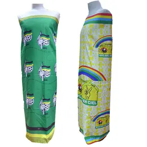 Anc design personalizado de algodão kanga, tecido da cera do chitenge da eleição africano kanga vestido design