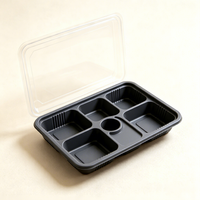 Boîte alimentaire thermoformée multi-compartiments en plastique PET/PP/PS de qualité alimentaire avec logo personnalisé pour service de cantine