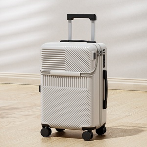Gift Custom New Design Front Opening Luggage Hard Side Fashion ABS+PC <b>Suitcase</b> White Travel Luggage with Laptop Compartment - Product Image 1