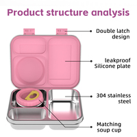 Aohea Boîte à lunch Bento de luxe en acier inoxydable 304 sans BPA avec pot à soupe pour enfants