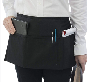 مآزر خصر مآزر نصف مريلة من البوليستر الأسود 12 بوصة مع <span class=keywords><strong>3</strong></span> جيوب للنوادل - Product Image 1