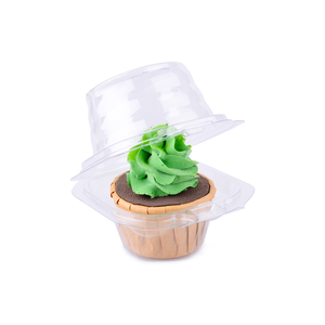 2020 custom individual clamshell dessert cake RPET/PET blister container in bulk round transparent plastic single cupcake boxes