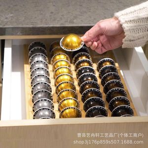 Plateau de rangement pour dosettes de café en bambou, organisateur en bois à 48 trous pour la cuisine et le bureau - Product Image 2
