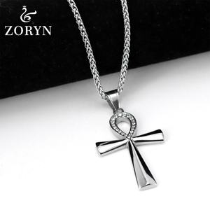 Colgante de Cruz Ankh de Acero Inoxidable, Joyería de Moda Gótica Punk con Cristal y Titanio, Estilo Egipcio Antiguo, para Hombres y Mujeres - Product Image 2