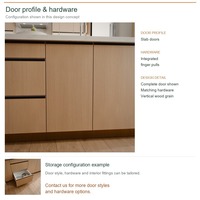 Meuble de cuisine en bois massif avec îlot, design contemporain, livraison en kit, boîtes de rangement en contreplaqué et rangement coulissant