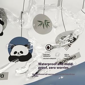 ม่านอาบน้ำลายแพนด้า PE ขนาดสั่งทำพิเศษ ป้องกันแบคทีเรีย 3 ชั้น ป้องกันเชื้อโรค ป้องกันไวรัส แบบหลายชั้น สีสั่งทำพิเศษ ทันสมัย - Product Image 4