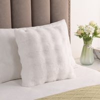Coussin décoratif moderne en fausse fourrure de lapin, dégradé uni, moelleux et doux, pour canapé, chambre, salon, décoration intérieure