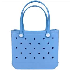 おしゃれな<span class=keywords><strong>EVA</strong></span>ビーチハンドバッグ、DIY可能、防水シリコンゴム製、花飾り付き、洗えるビーチバッグ - Product Image 1