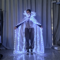 Robe Lumineuse Sexy Richshining à Couleurs Vives et Dos Nu, Cape LED de Reine, Costume LED pour Danse Gogo, Idéal pour Fêtes et Spectacles en Bar