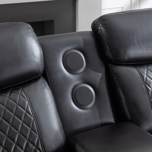 Convertible Leather Recliner Couch Set Power Reclining Home Theater Furniture with Metal <b>Frame</b> for Living Room or Hotel Use - Product Image 4