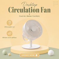 Ventilateur de table silencieux oscillant à batterie, mini ventilateur électrique USB portable avec support de lampe en plastique pour bureau