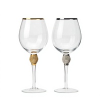 Verre à vin rouge incassable Raymond en cristal sans plomb incrusté de strass, 12 oz, avec bord doré ou argenté, pour bar et restaurant
