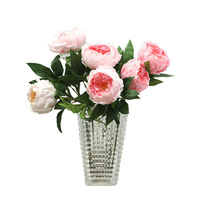 Bouquet de pivoines artificielles haut de gamme en plastique, aspect naturel, pour décoration moderne, réutilisable et recyclable, vente en gros