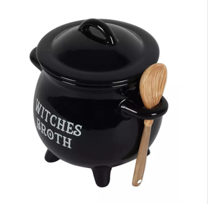 Cuenco <span class=keywords><strong>de</strong></span> cerámica con cuchara <span class=keywords><strong>de</strong></span> escoba para Halloween, decoración <span class=keywords><strong>de</strong></span> mesa para cocina <span class=keywords><strong>de</strong></span> the witch - Product Image 2